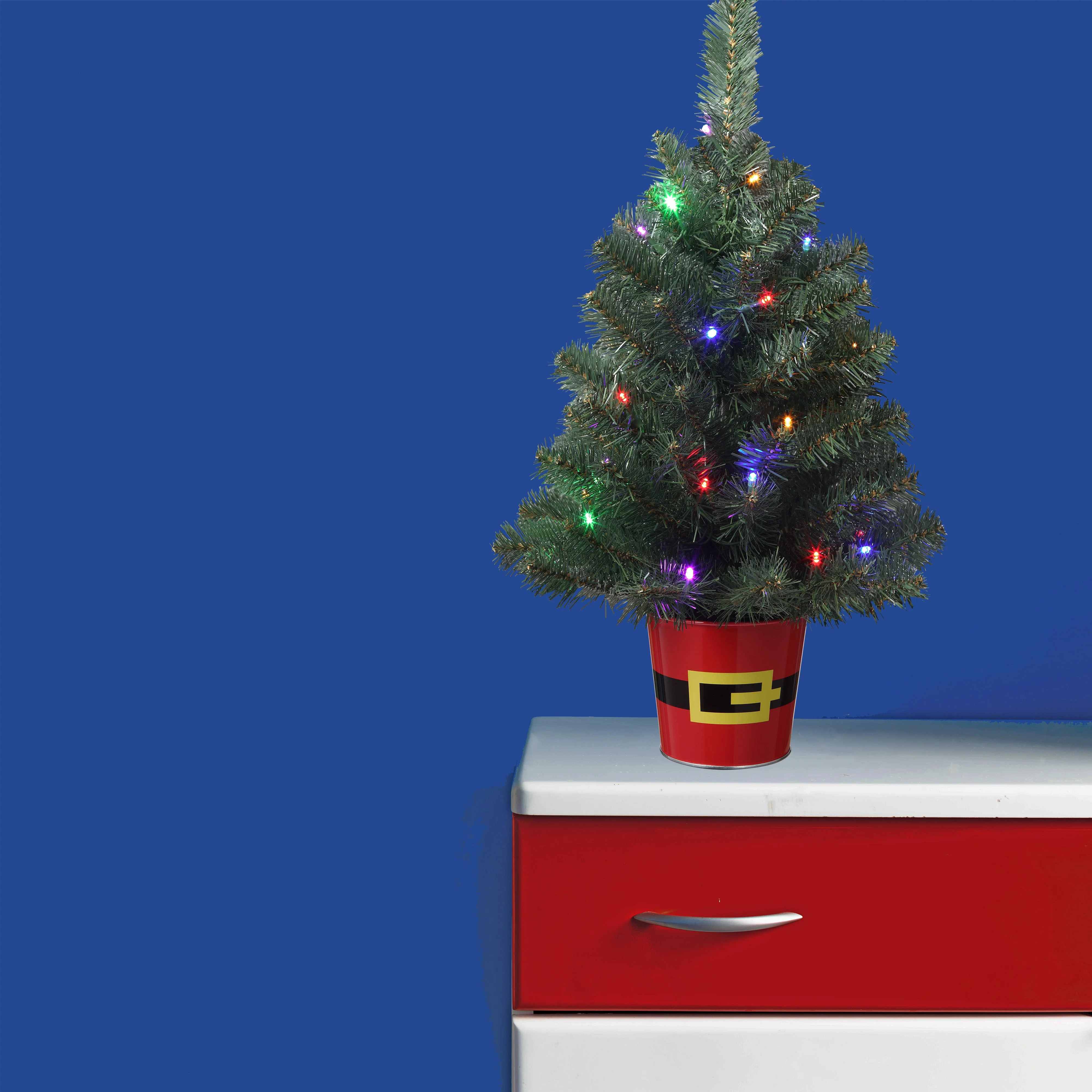 Night Night Tree in Red Metal Santa Belt Pot - Unique Night Light 20 inch Christmas Tree with 4 Brightness Settings and Auto Timer - Image 6