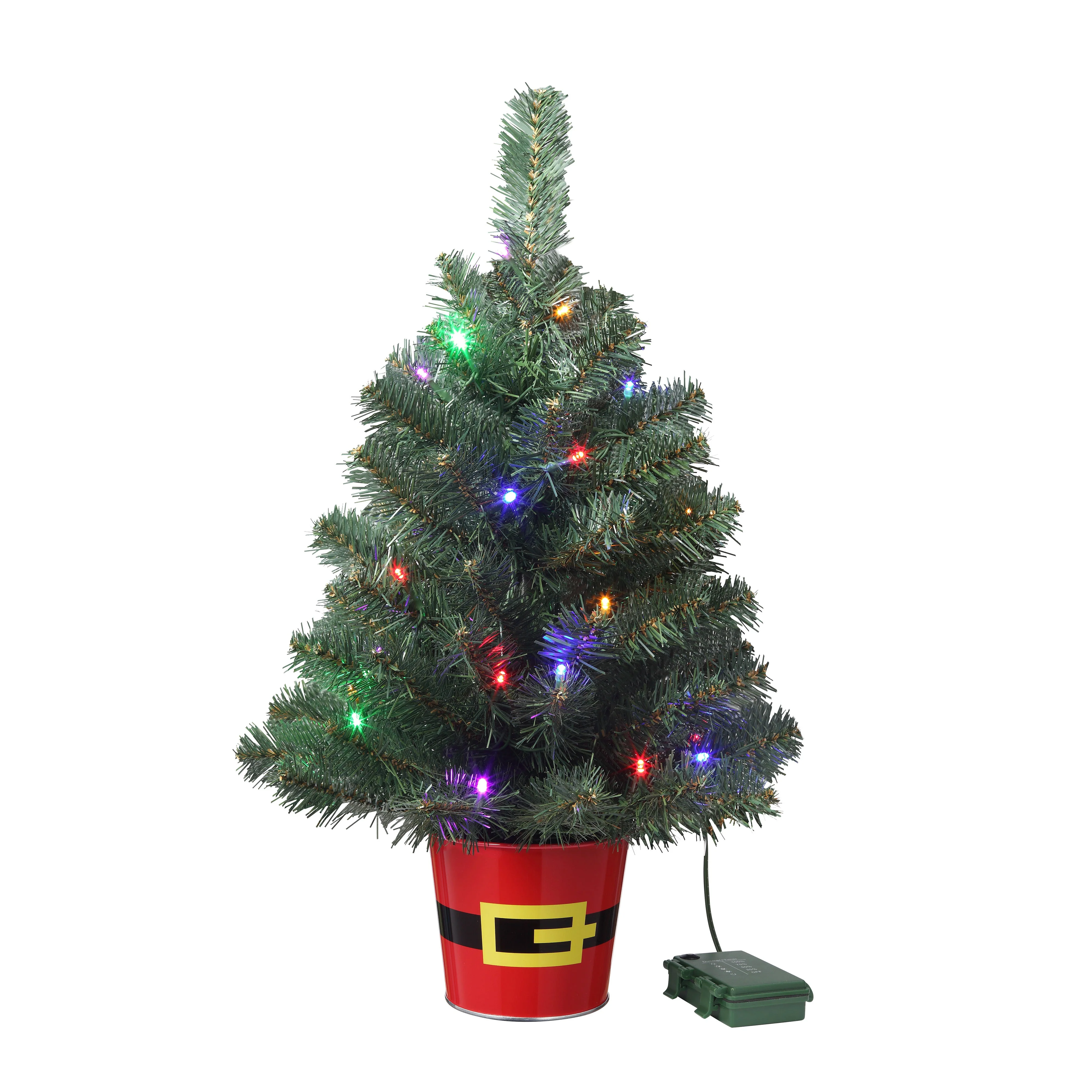 Night Night Tree in Red Metal Santa Belt Pot - Unique Night Light 20 inch Christmas Tree with 4 Brightness Settings and Auto Timer - Image 8