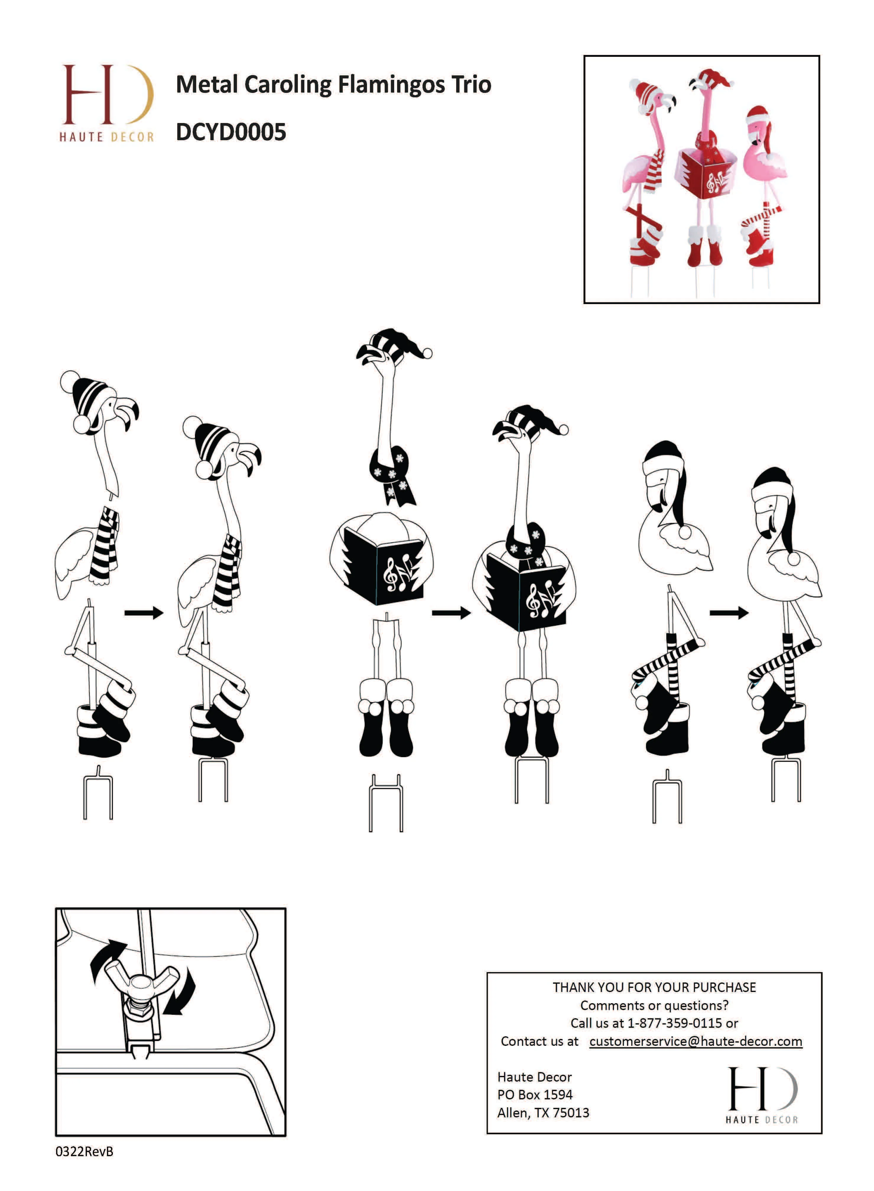Metal Caroling Flamingos Trio Yard Decor - Image 5