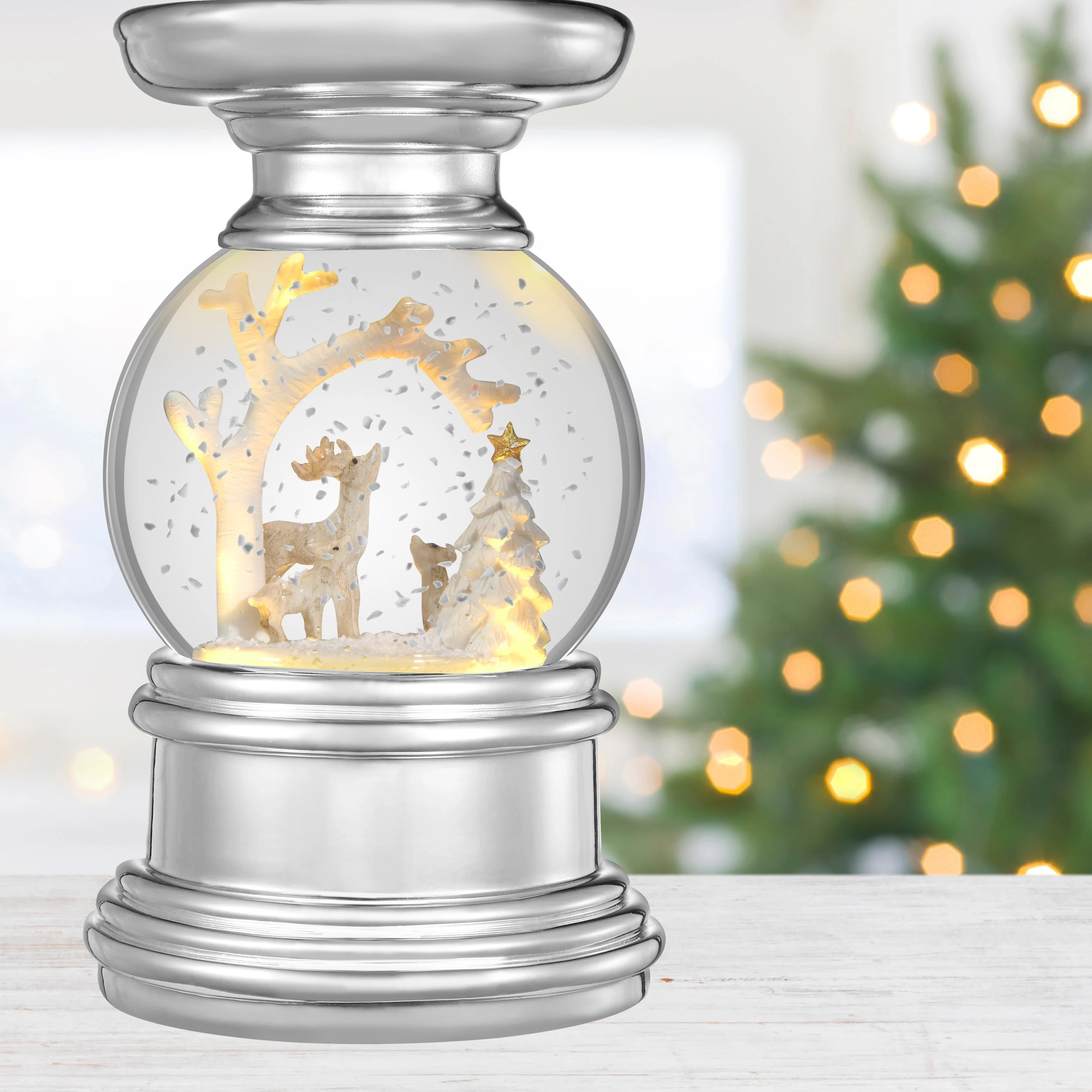 Snowburst Christmas Snow Globe Candle Holder - Deer - Image 3