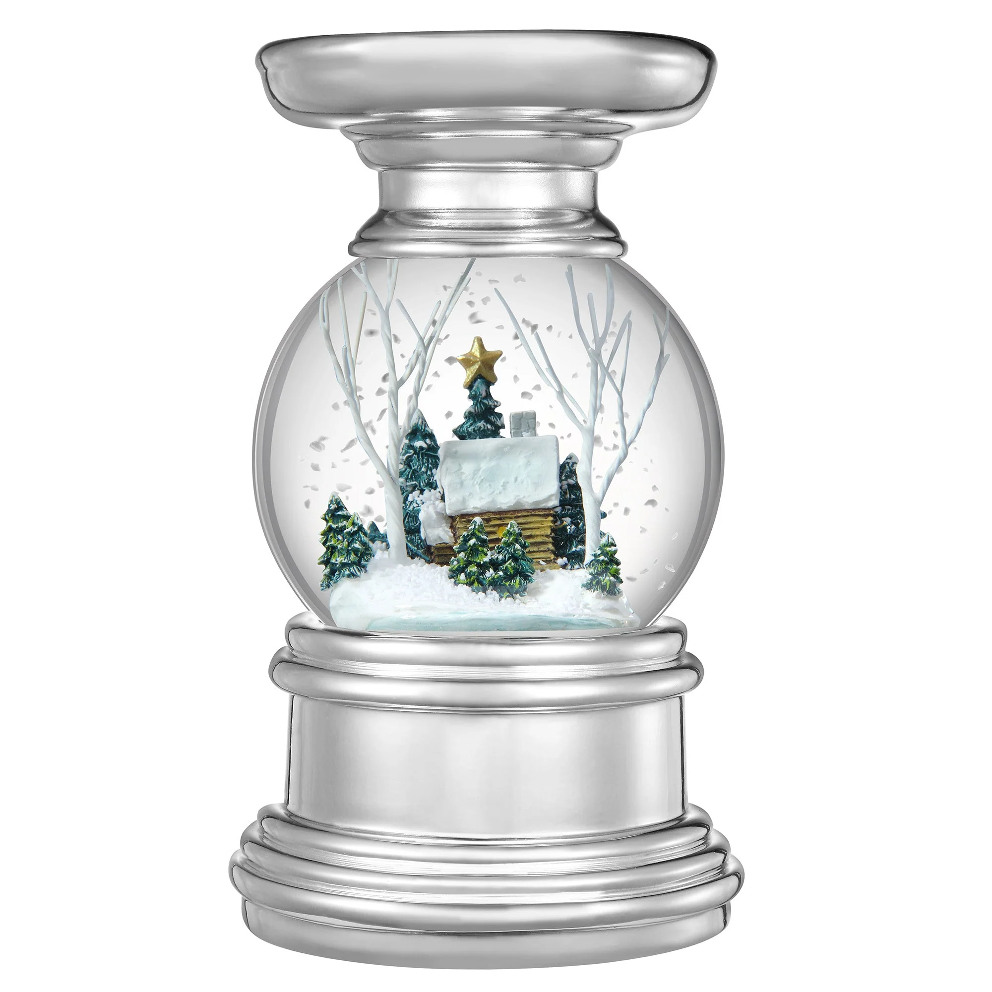 Snowburst Snow Globe Candle Holder - Log Cabin - Image 5