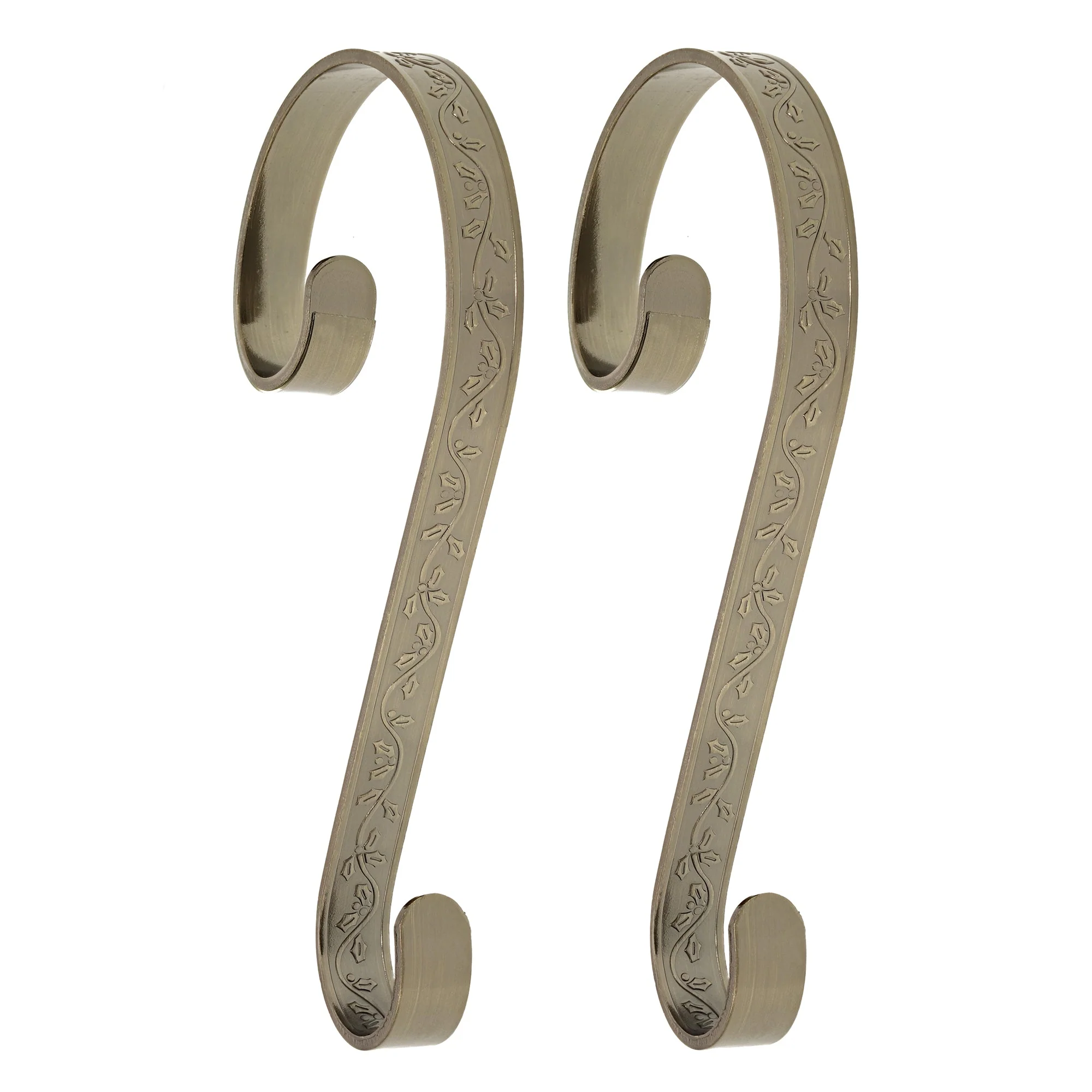 Stocking Scrolls - Embossed Holly - Antique Brass - Image 3