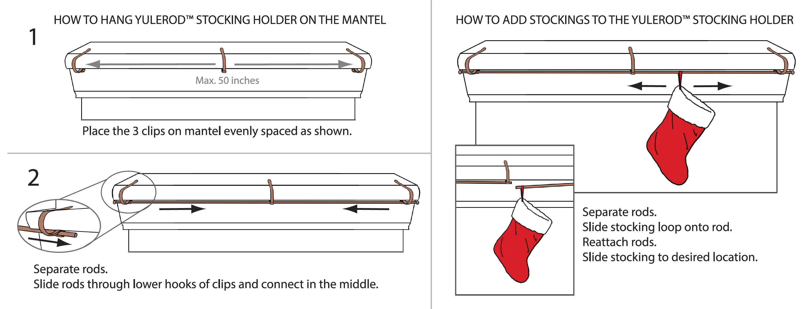 The Original MantleClip Stocking Holder Rod - Matte Black - Image 3