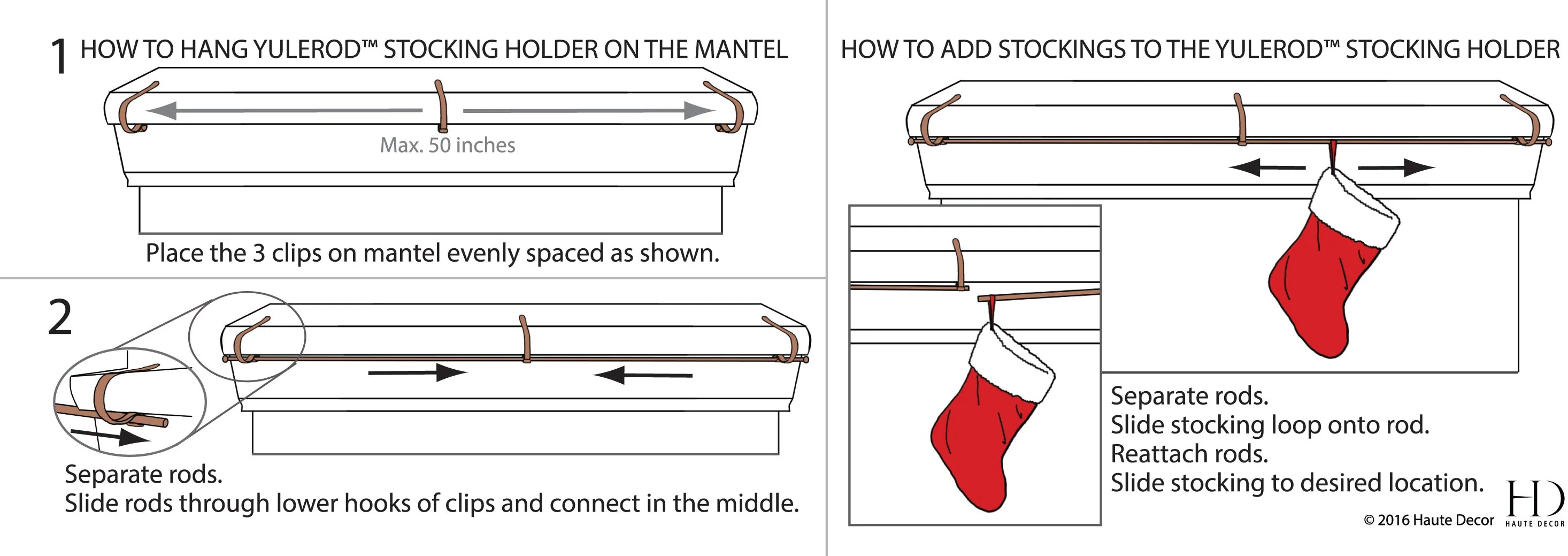 The Original MantleClip Stocking Holder Rod - Silver - Image 3